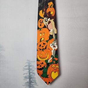 Looney Tunes Mania Halloween Pumpkin Tasmanian Devil Bugs Bunny Daffy Duck Tie